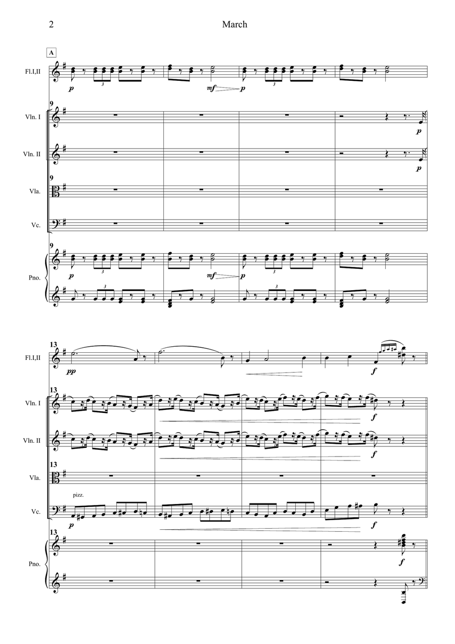 The Nutcracker – March | Flute & String Ensemble Arrangement (with Piano) String Orchestra scores gallery preview page 2