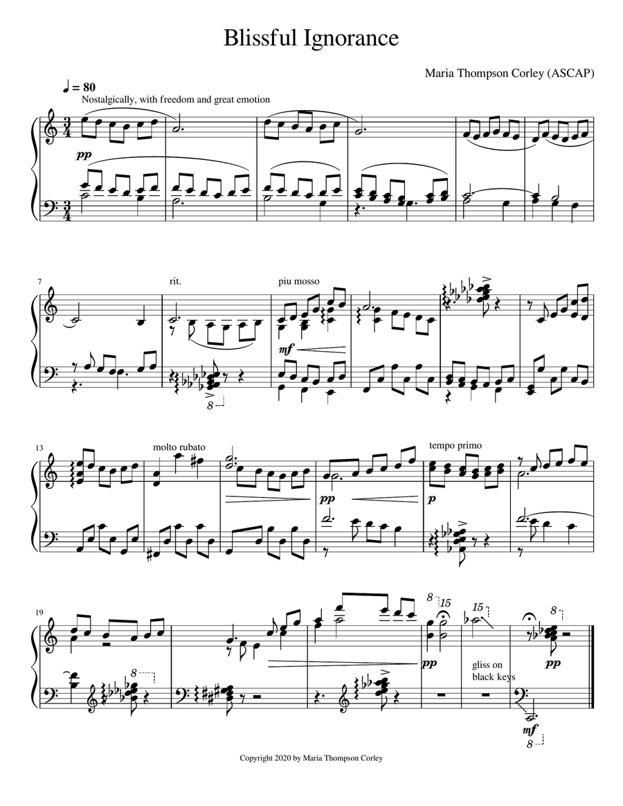 Blissful Ignorance Blissful Ignorance Piano Solo scores gallery preview page 1