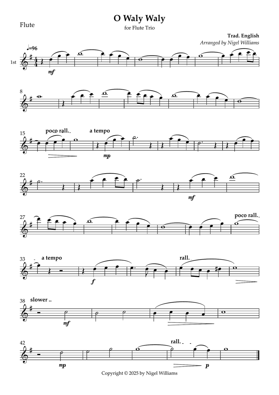 O Waly Waly O Waly Waly Flute Trio scores gallery preview page 1