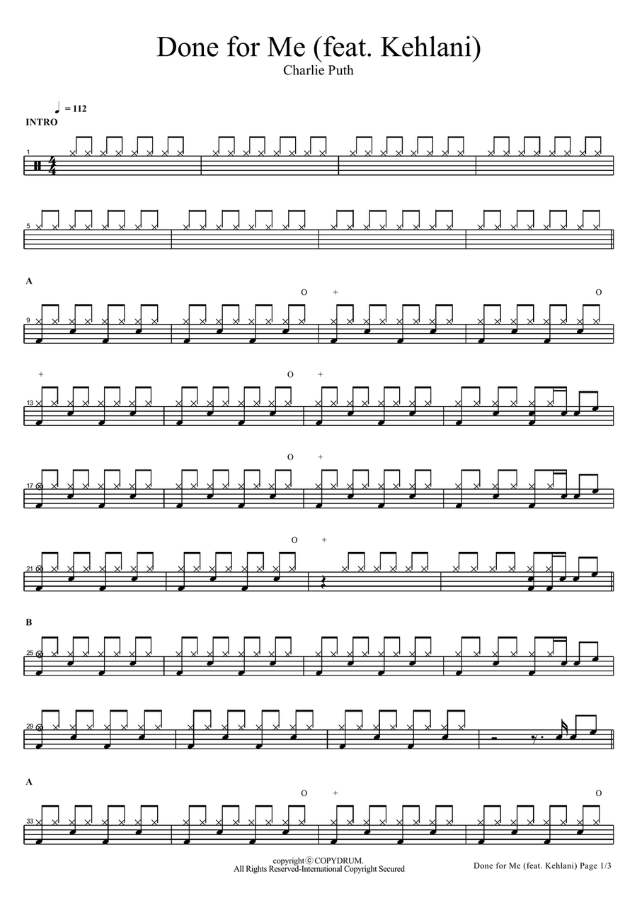 Done For Me Done For Me Drum Set scores gallery preview page 1