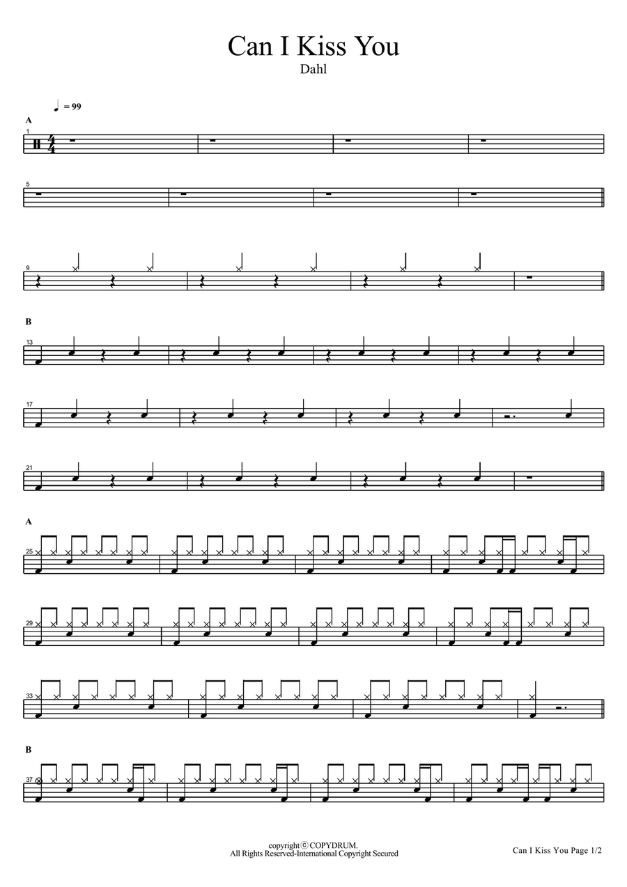 Can I Kiss You Can I Kiss You Drum Set scores gallery preview page 1