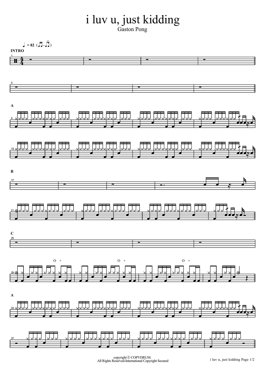 I Luv You, Just Kidding I Luv You, Just Kidding Drum Set scores gallery preview page 1