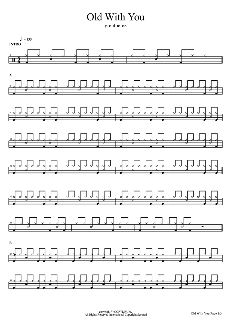 Old With You Old With You Drum Set scores gallery preview page 1