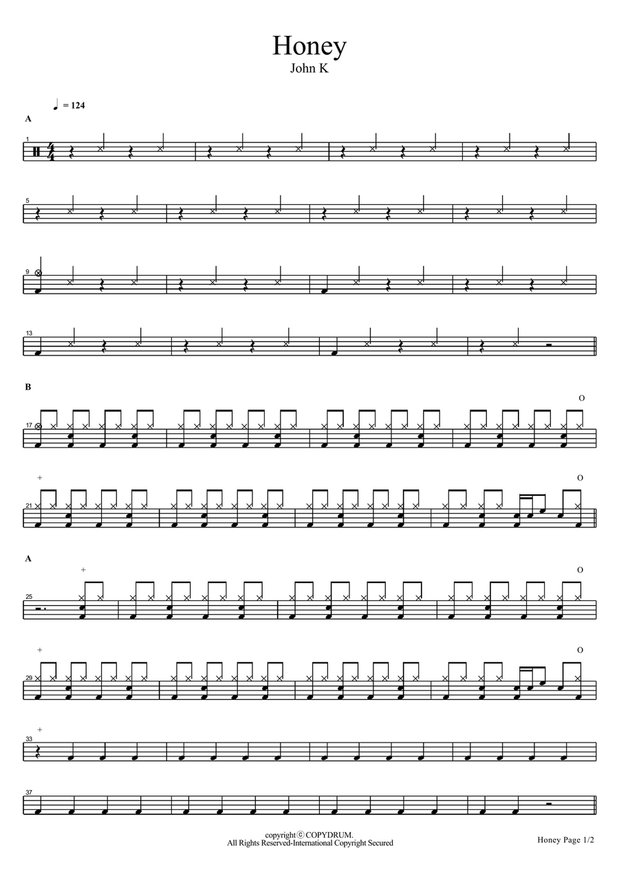 Honey Honey Drum Set scores gallery preview page 1