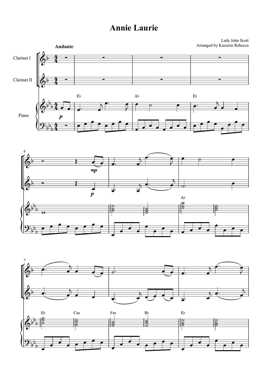 Annie Laurie Annie Laurie Woodwind Duet scores gallery preview page 1
