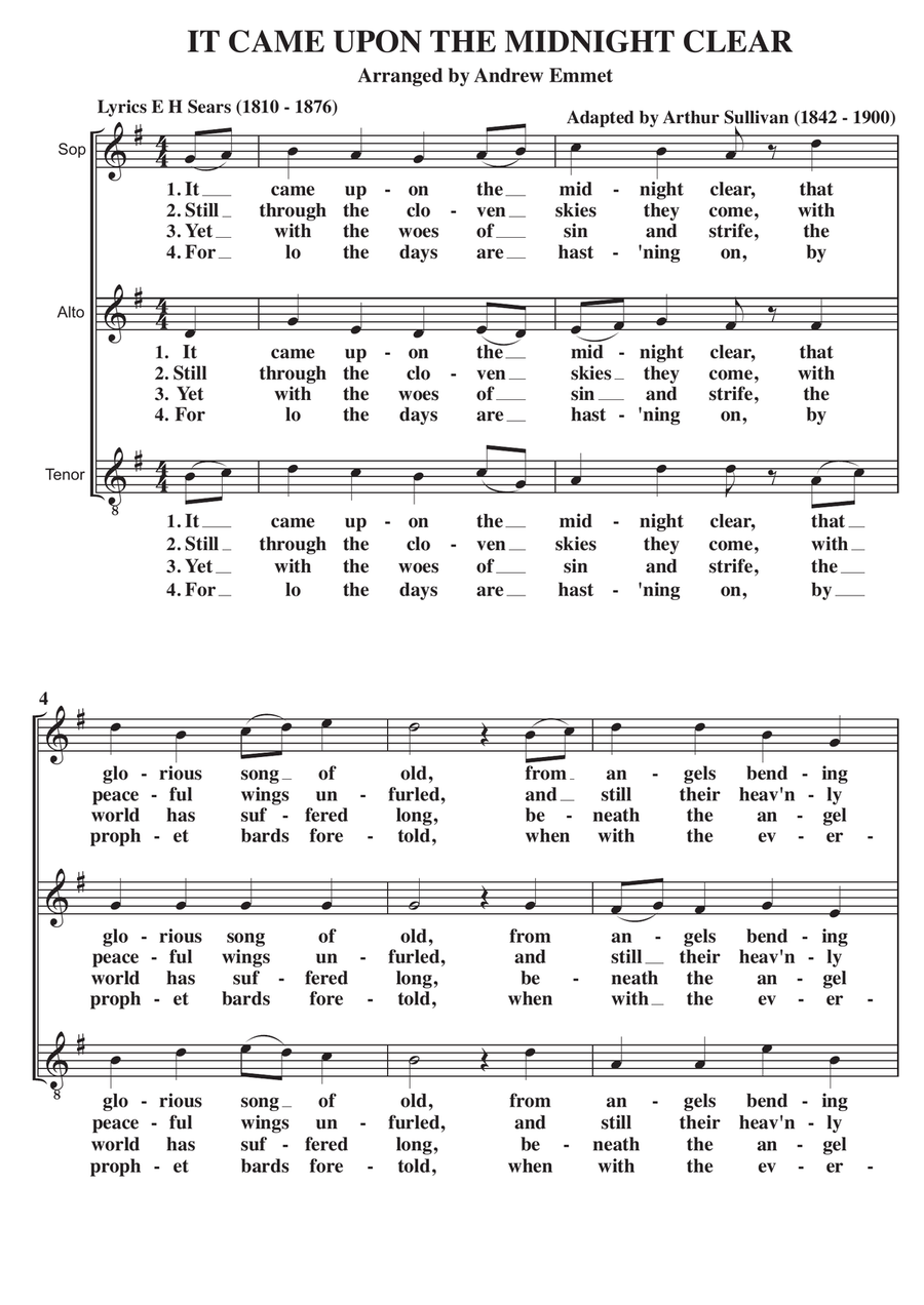 It Came Upon The Midnight Clear A Cappella SAT SAT scores gallery preview page 1