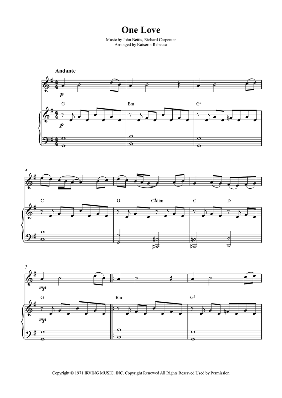 One Love One Love Flute Solo scores gallery preview page 1