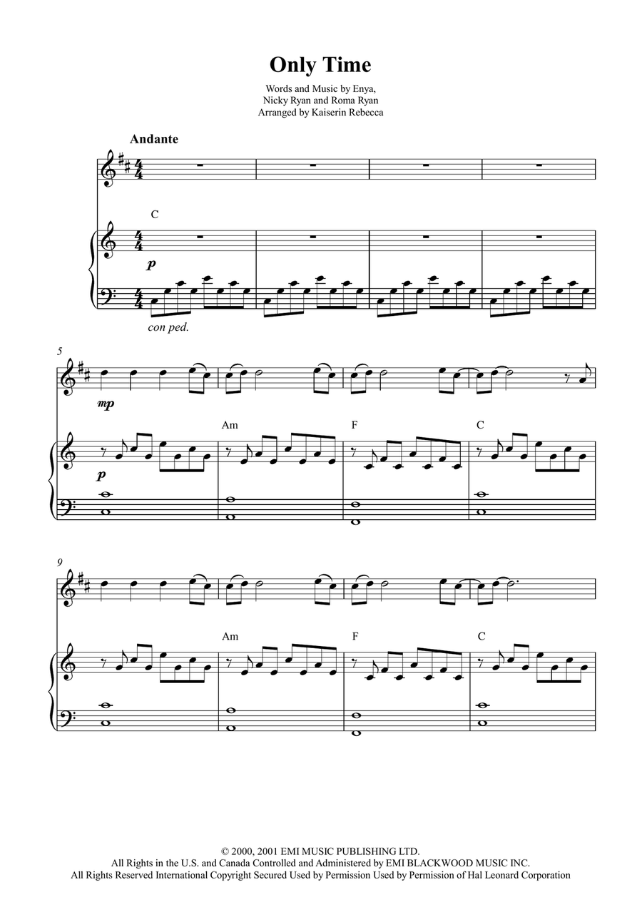 Only Time Only Time Soprano Saxophone scores gallery preview page 1