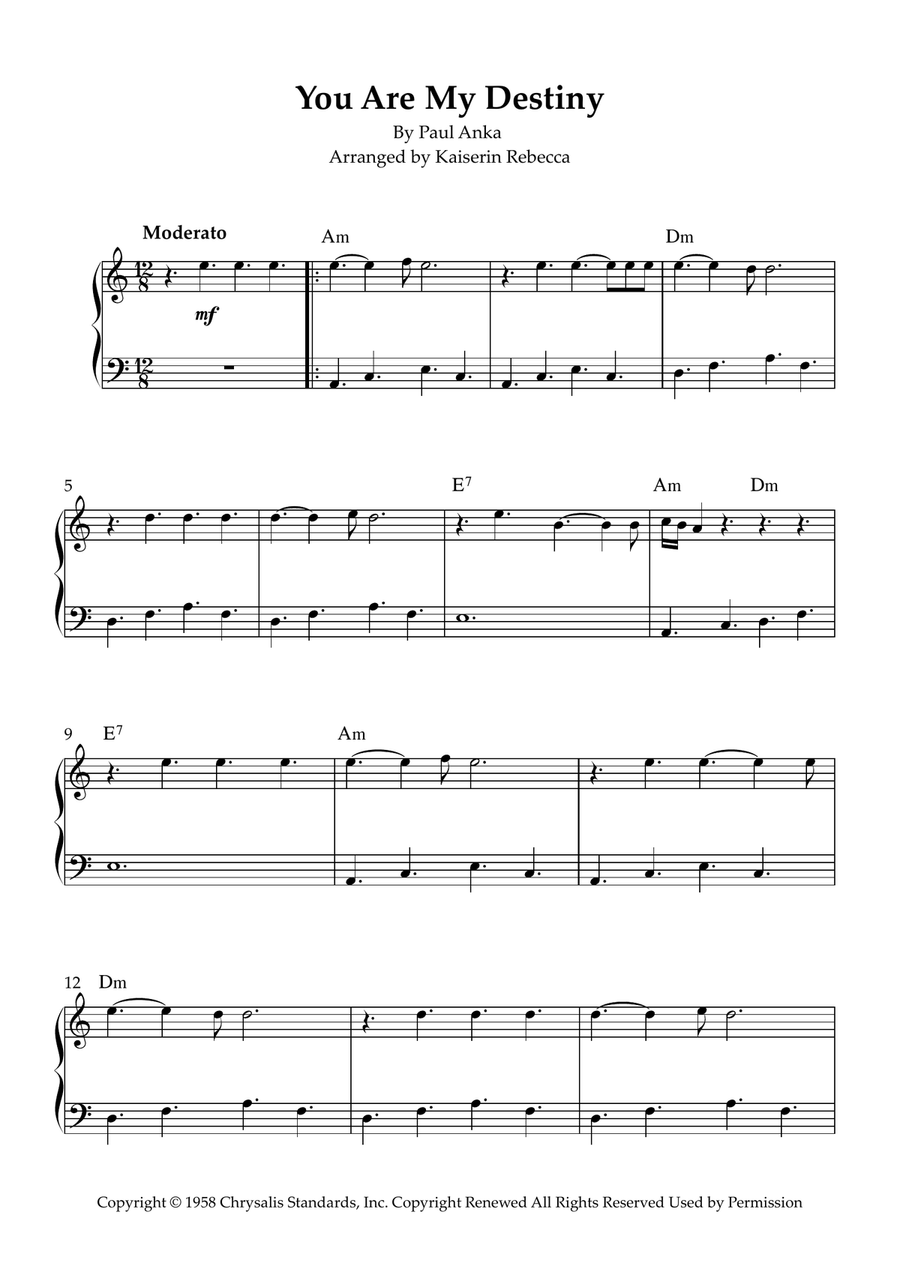 You Are My Destiny You Are My Destiny Piano Method scores gallery preview page 1