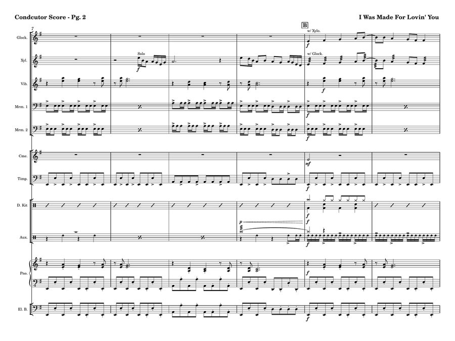 I Was Made For Lovin' You Percussion Ensemble scores gallery preview page 2