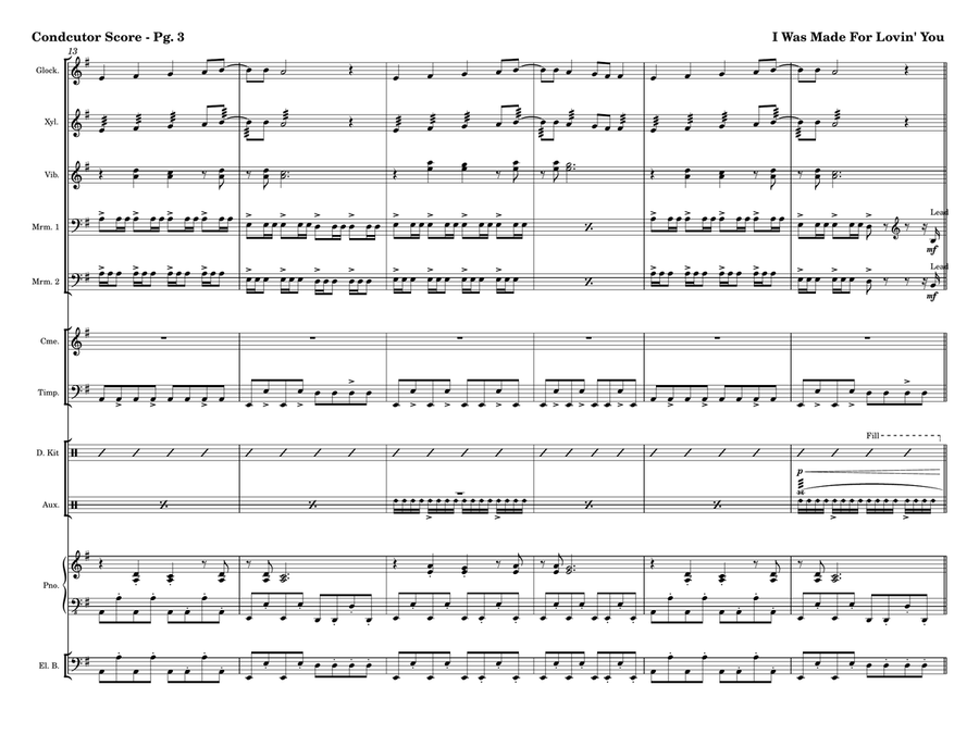 I Was Made For Lovin' You Percussion Ensemble scores gallery preview page 3
