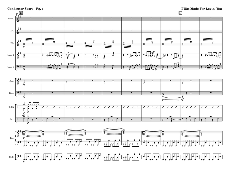 I Was Made For Lovin' You Percussion Ensemble scores gallery preview page 4