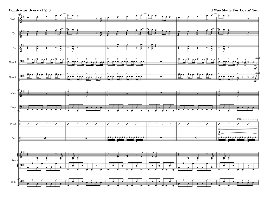 I Was Made For Lovin' You Percussion Ensemble scores gallery preview page 6