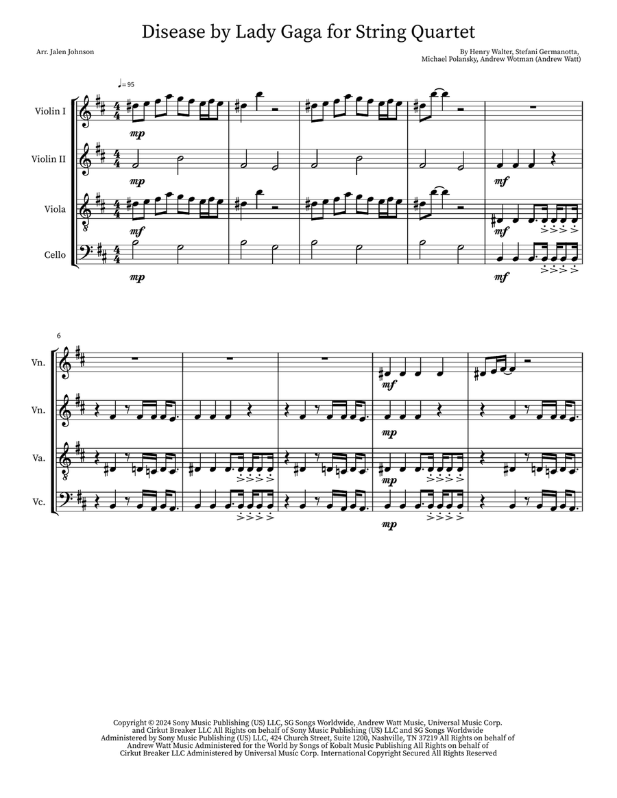 Disease Disease String Quartet scores gallery preview page 1