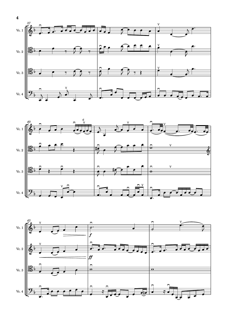 Going The Distance for cello quartet String Quartet scores gallery preview page 4