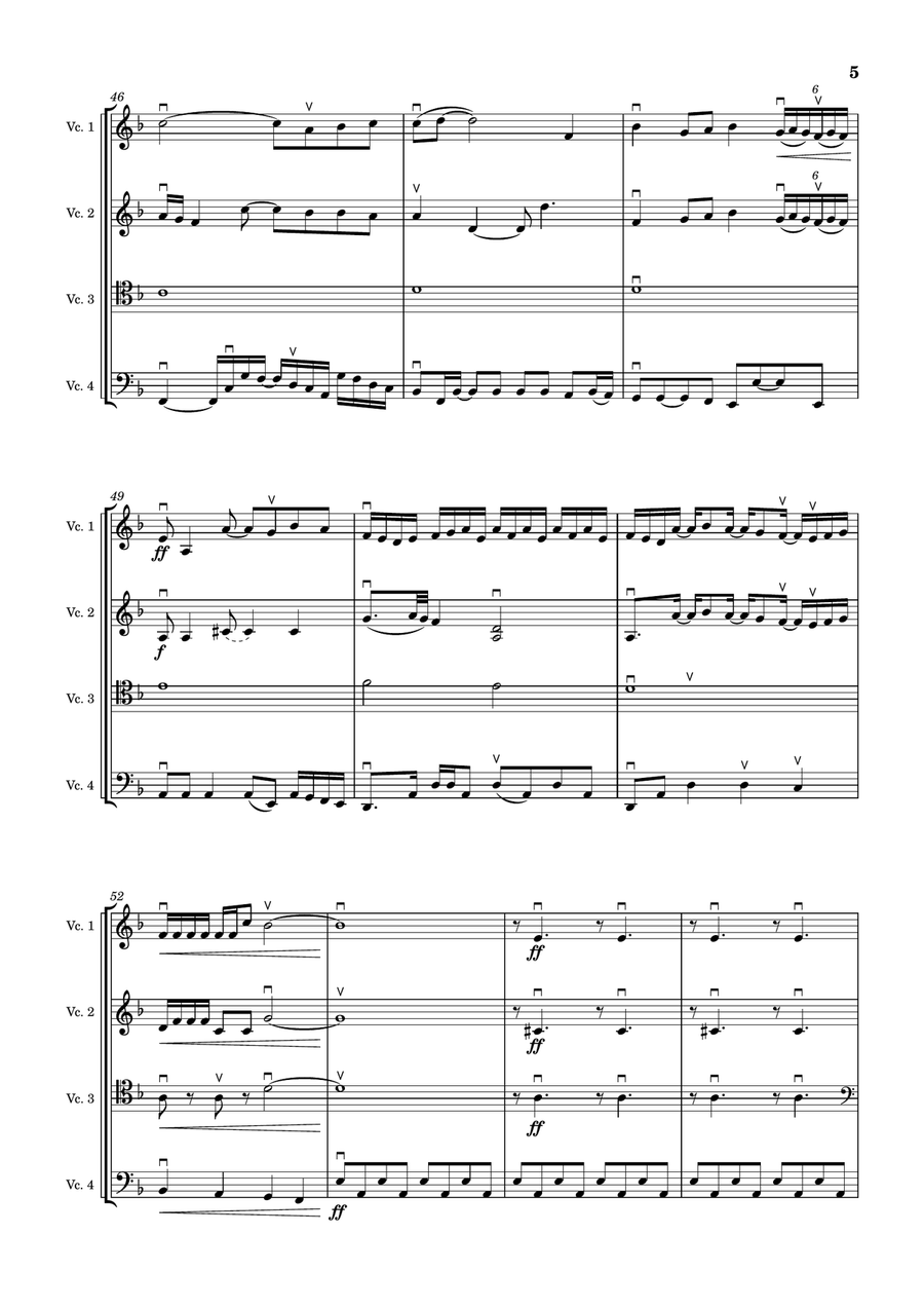 Going The Distance for cello quartet String Quartet scores gallery preview page 5
