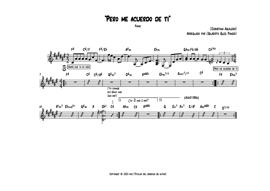 Pero me acuerdo de ti Pero me acuerdo de ti A Cappella scores gallery preview page 1
