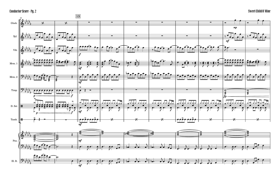 Sweet Child O' Mine Sweet Child O' Mine Percussion Ensemble scores gallery preview page 2
