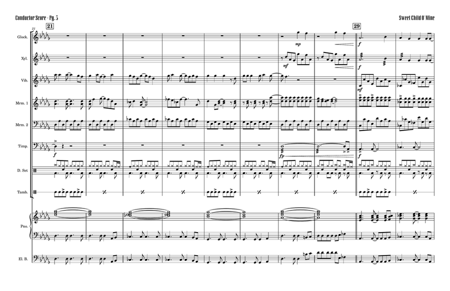 Sweet Child O' Mine Sweet Child O' Mine Percussion Ensemble scores gallery preview page 3
