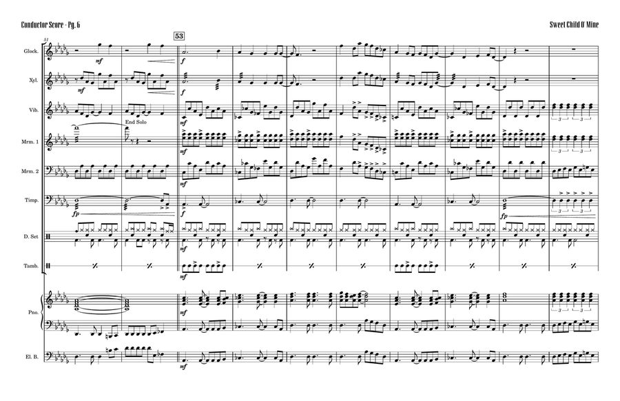 Sweet Child O' Mine Sweet Child O' Mine Percussion Ensemble scores gallery preview page 6