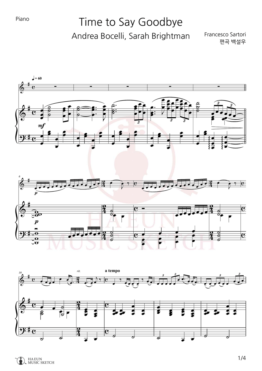 Time To Say Goodbye Chamber Music scores gallery preview page 1