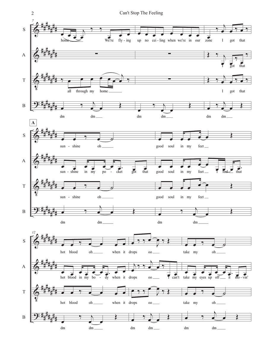 Can't Stop The Feeling! Can't Stop The Feeling! 4-Part scores gallery preview page 2