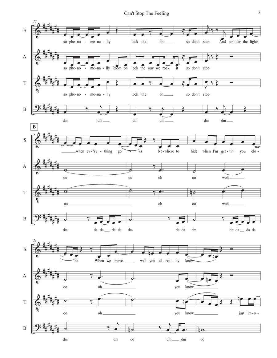 Can't Stop The Feeling! Can't Stop The Feeling! 4-Part scores gallery preview page 3
