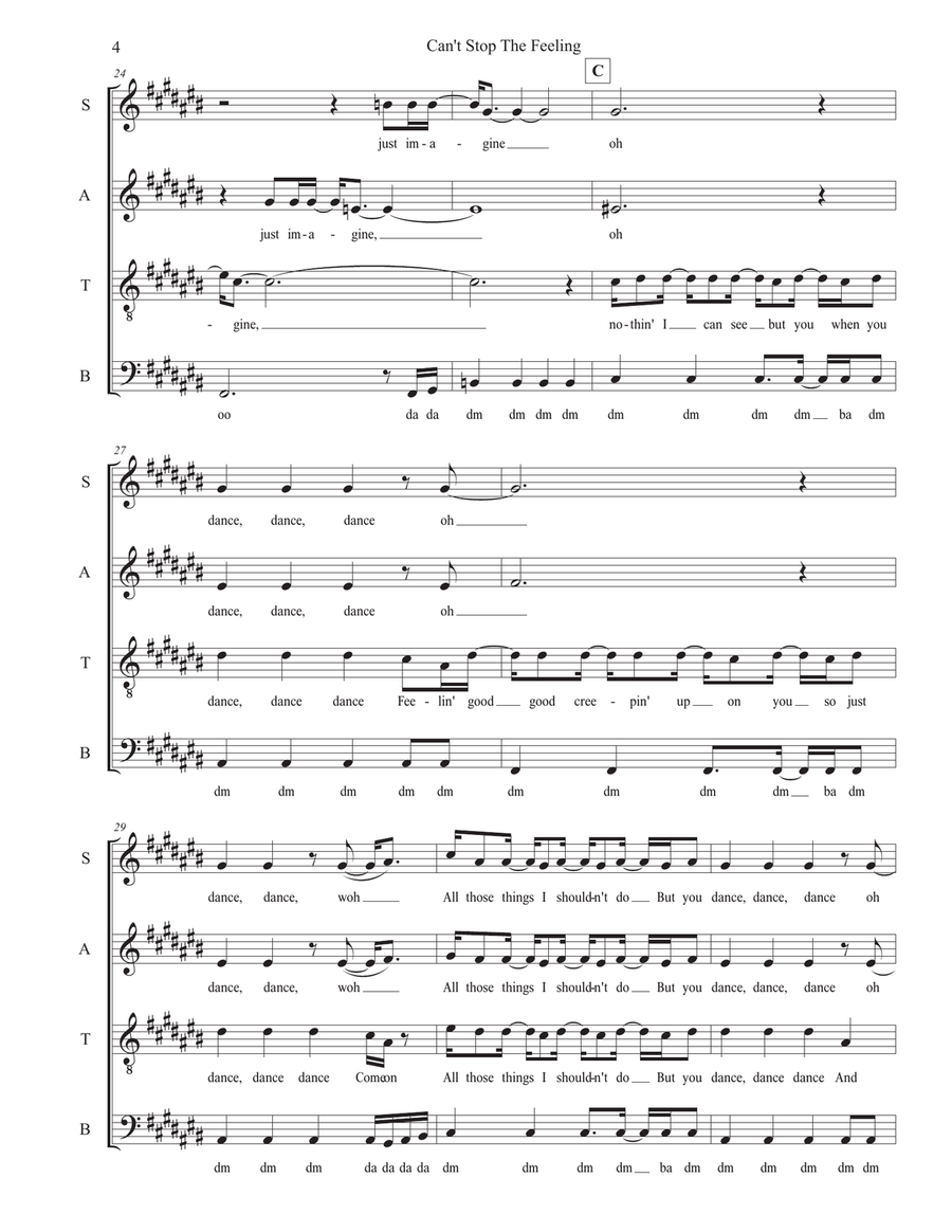 Can't Stop The Feeling! Can't Stop The Feeling! 4-Part scores gallery preview page 4