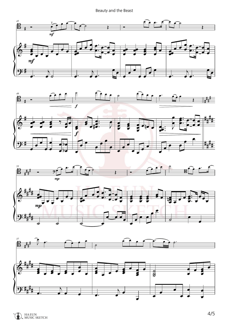 Beauty And The Beast Chamber Music scores gallery preview page 4