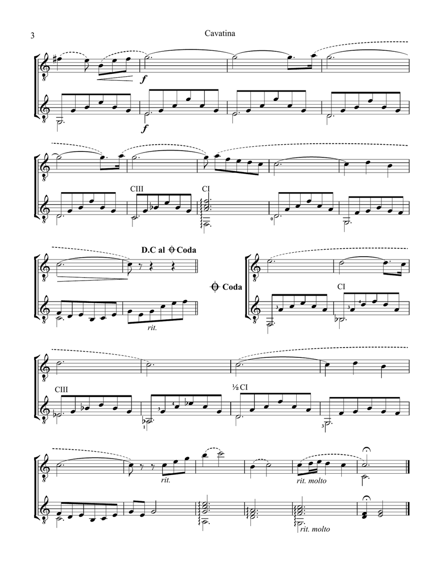 Cavatina Acoustic Guitar scores gallery preview page 3