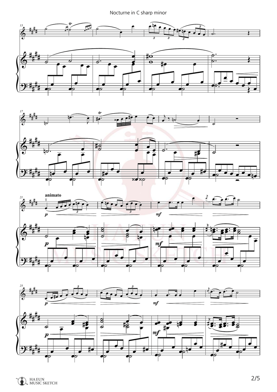 Nocturne No. 20 in C Sharp minor, Op. Posth Chamber Music scores gallery preview page 2