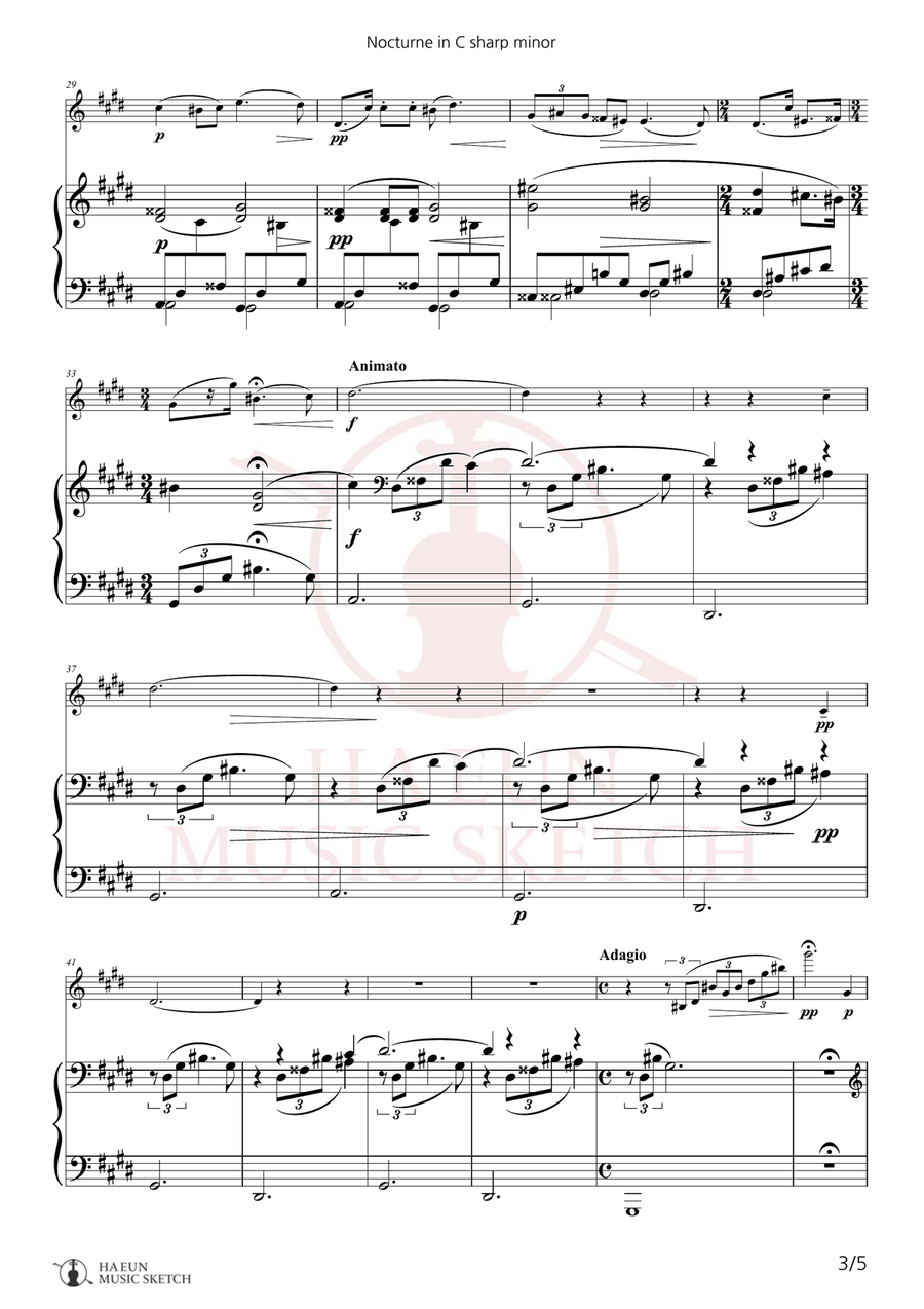 Nocturne No. 20 in C Sharp minor, Op. Posth Chamber Music scores gallery preview page 3