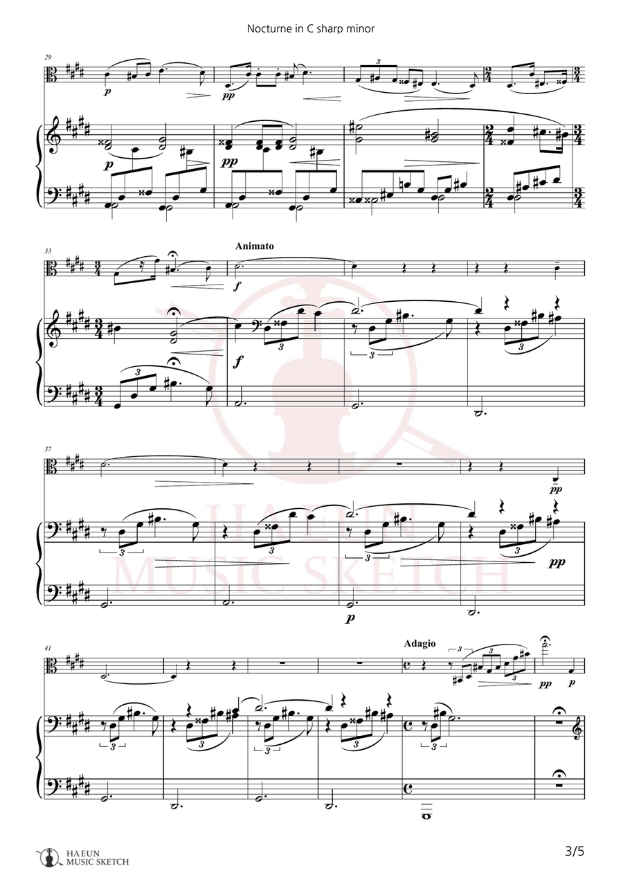 Nocturne No. 20 in C Sharp minor, Op. Posth Chamber Music scores gallery preview page 3