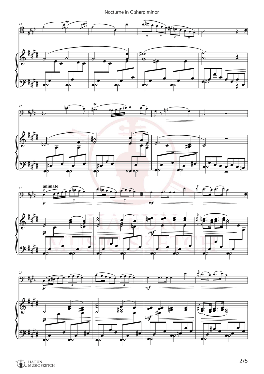 Nocturne No. 20 in C Sharp minor, Op. Posth Chamber Music scores gallery preview page 2