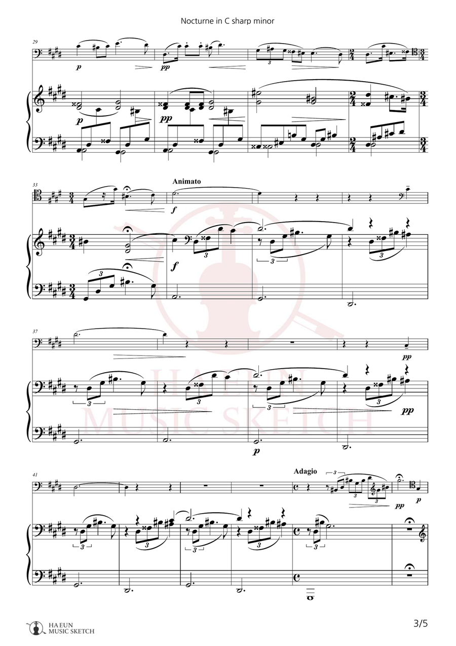 Nocturne No. 20 in C Sharp minor, Op. Posth Chamber Music scores gallery preview page 3