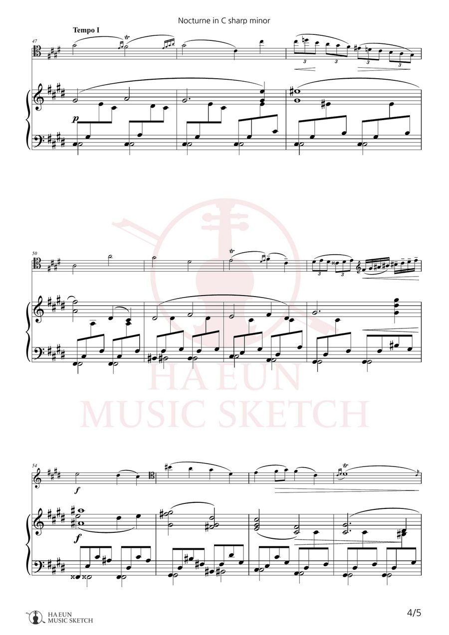 Nocturne No. 20 in C Sharp minor, Op. Posth Chamber Music scores gallery preview page 4