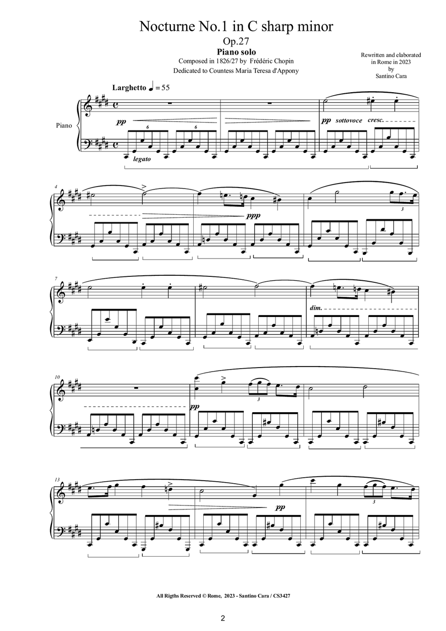 Chopin - Nocturne No.1 in C sharp minor Op.27 for Piano Piano Solo scores gallery preview page 2