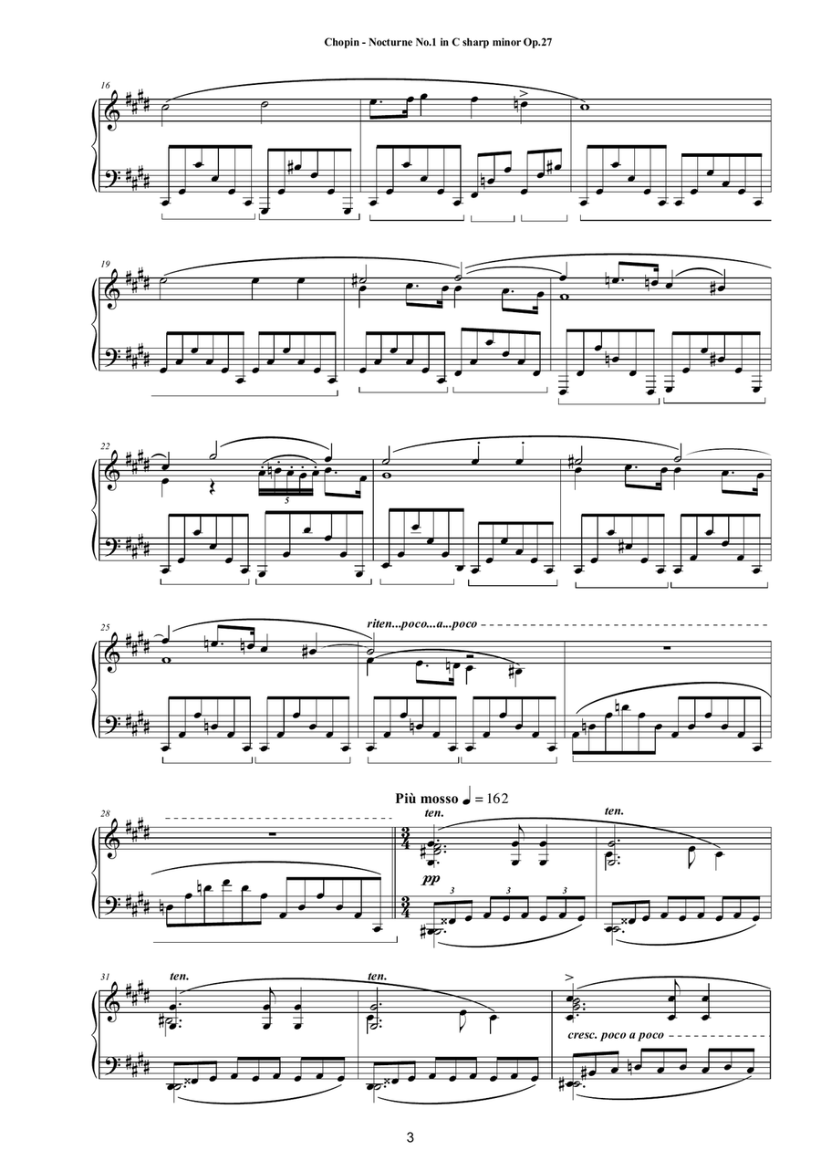 Chopin - Nocturne No.1 in C sharp minor Op.27 for Piano Piano Solo scores gallery preview page 3