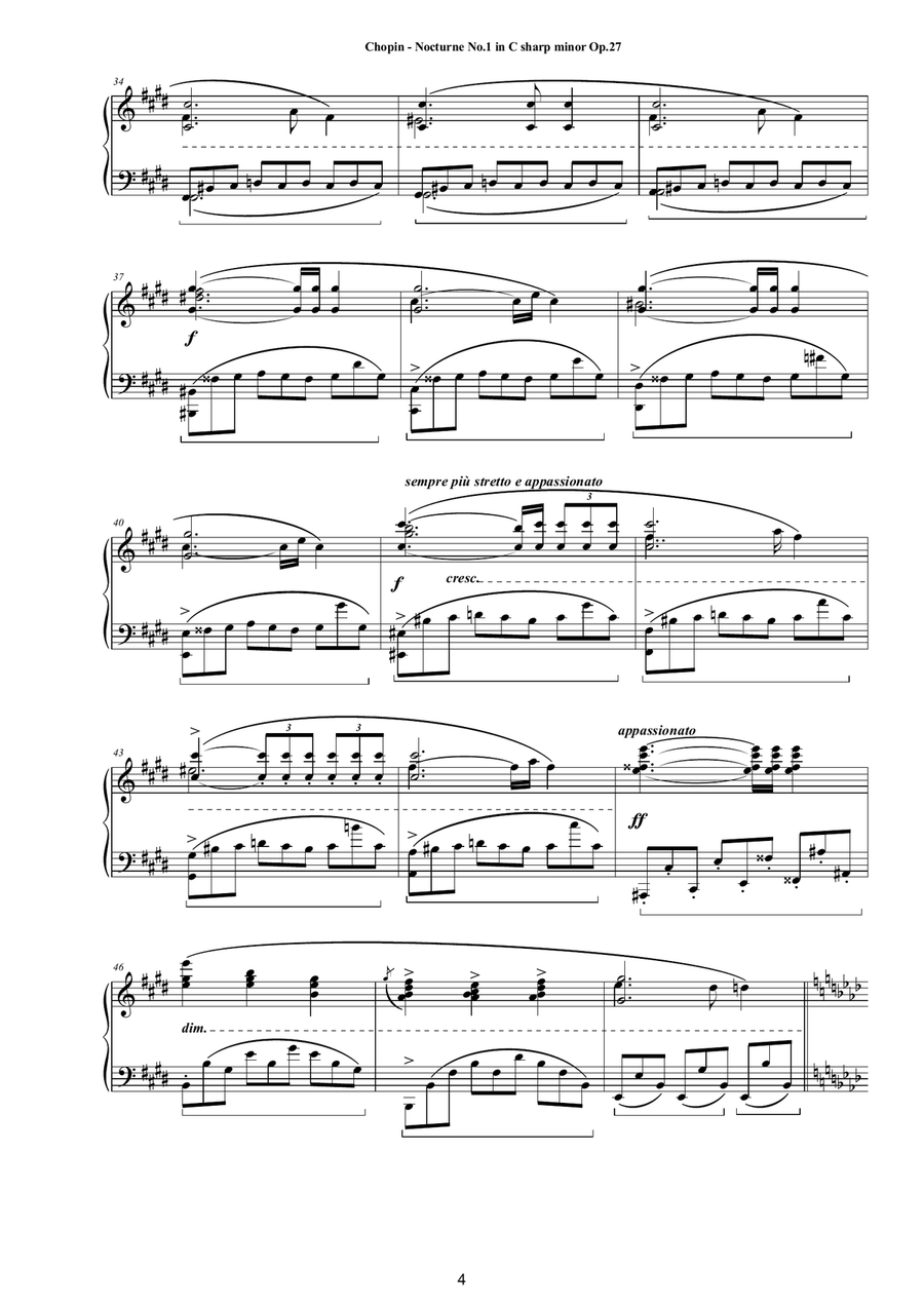 Chopin - Nocturne No.1 in C sharp minor Op.27 for Piano Piano Solo scores gallery preview page 4