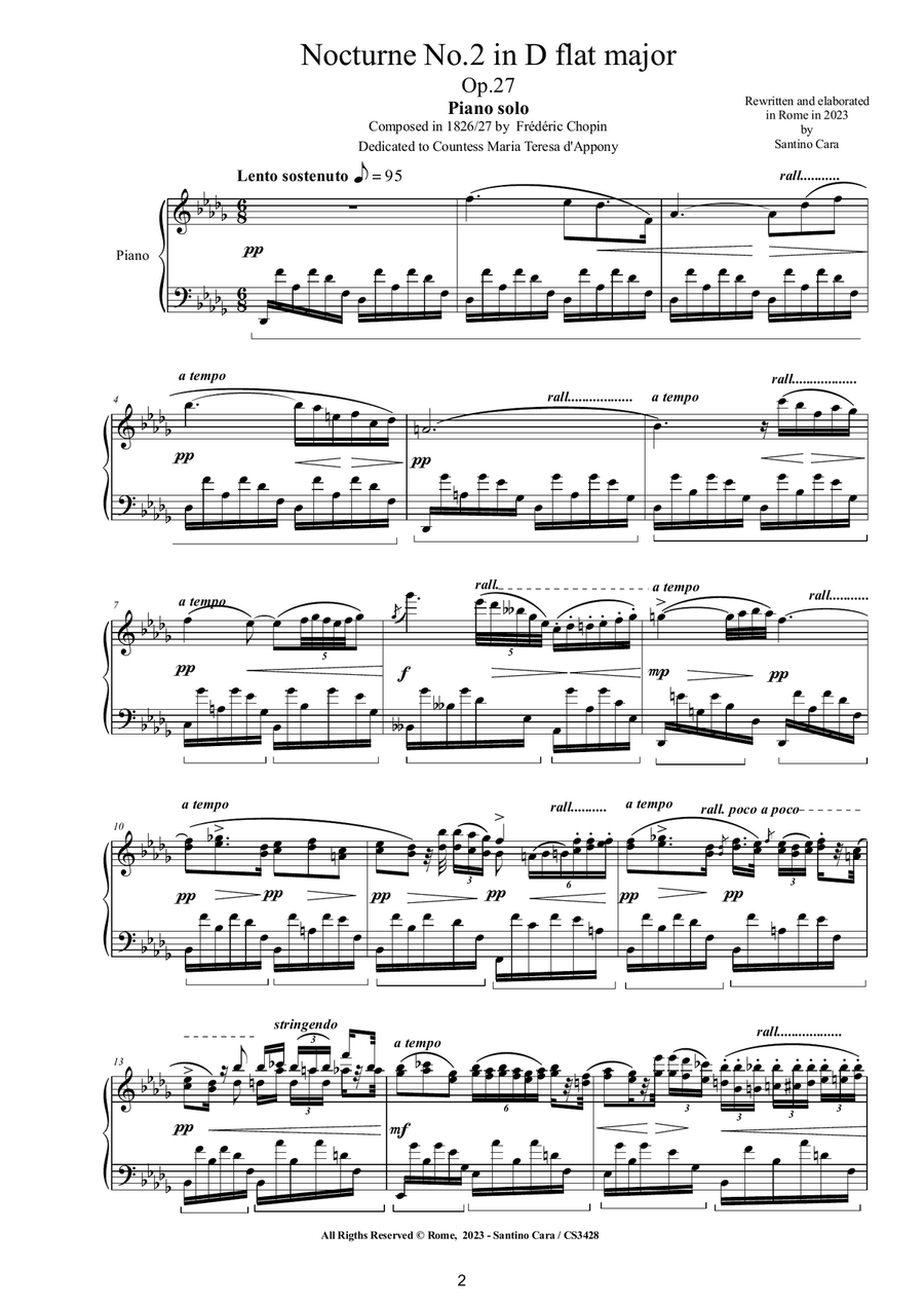 Chopin - Nocturne No.2 in D flat major Op.27 for Piano Piano Solo scores gallery preview page 2