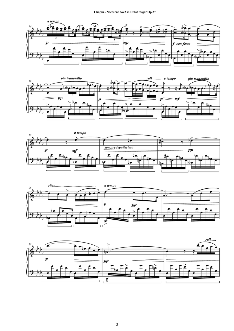 Chopin - Nocturne No.2 in D flat major Op.27 for Piano Piano Solo scores gallery preview page 3