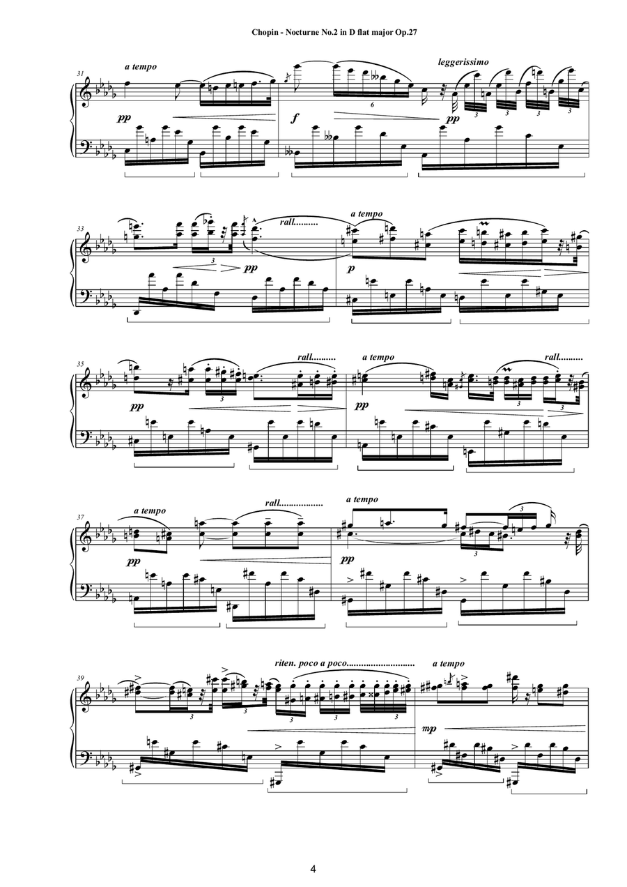 Chopin - Nocturne No.2 in D flat major Op.27 for Piano Piano Solo scores gallery preview page 4