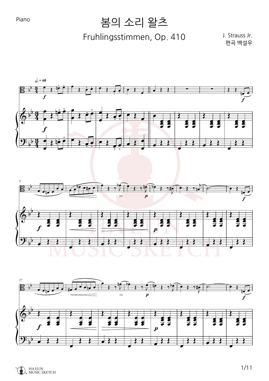 Voices of Spring Waltz, Op. 410 (Frühlingsstimmen) Chamber Music scores gallery preview page 1