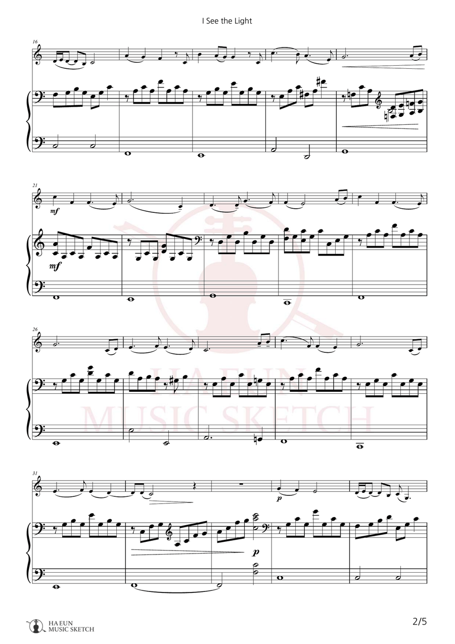 I See The Light Violin Solo scores gallery preview page 2