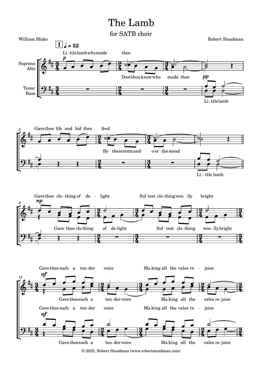 The Lamb The Lamb 4-Part scores gallery preview page 1