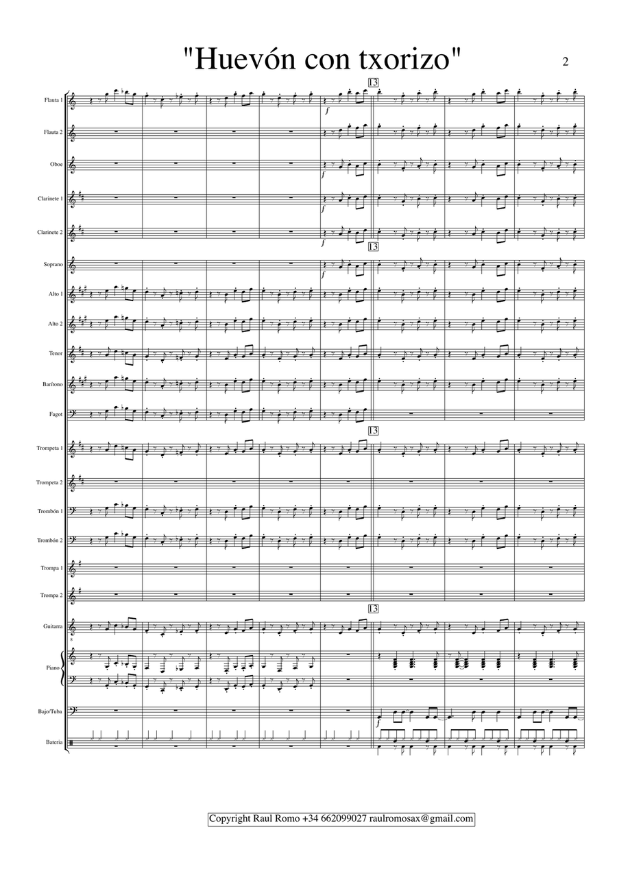 LATIN CONCERT BAND - Huevon con txorizo Concert Band scores gallery preview page 2