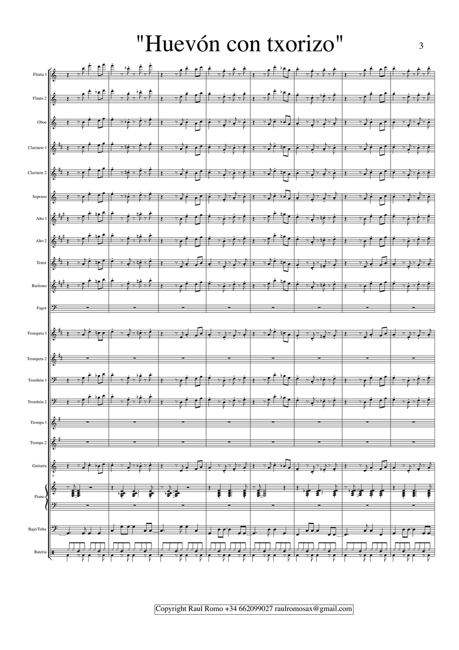 LATIN CONCERT BAND - Huevon con txorizo Concert Band scores gallery preview page 3