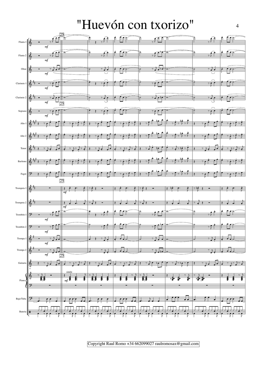 LATIN CONCERT BAND - Huevon con txorizo Concert Band scores gallery preview page 4