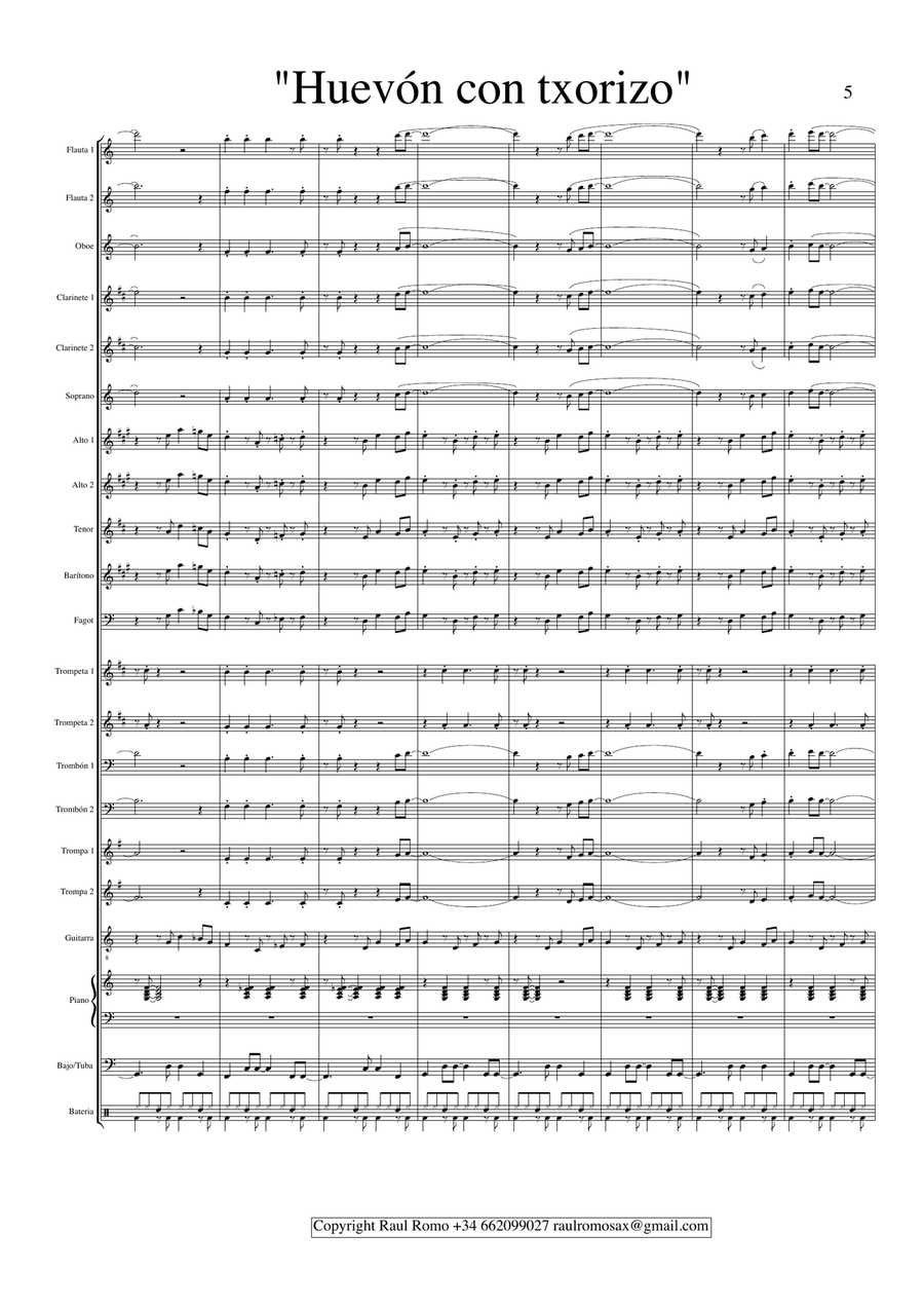 LATIN CONCERT BAND - Huevon con txorizo Concert Band scores gallery preview page 5