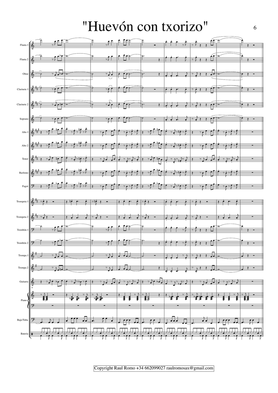 LATIN CONCERT BAND - Huevon con txorizo Concert Band scores gallery preview page 6